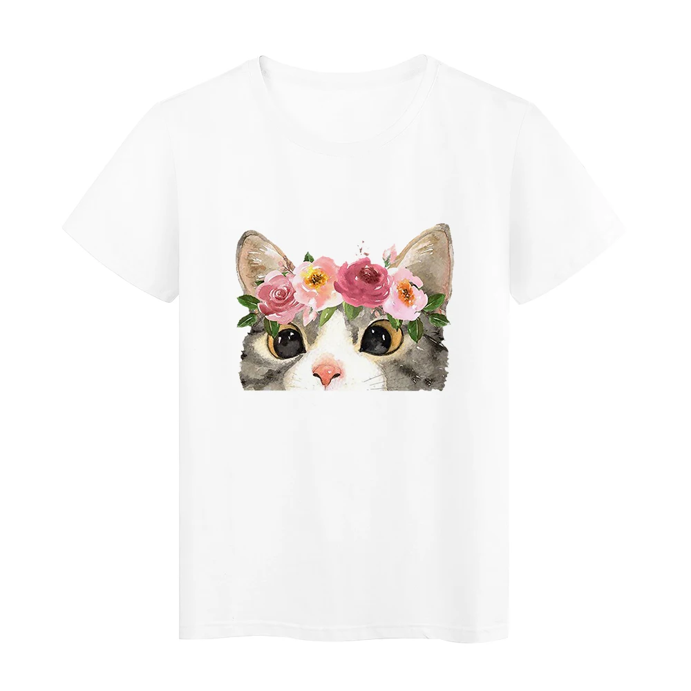 

Women's T-shirt 2021 Summer New Clothes Kawaii Cat Print Girl Cartoon T-shirt Cute Style Korean Fashion Lady Vetement