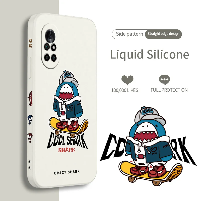 

Hat The Shark Phone Case For Huawei Nova8 8Pro 8SE Nova 7 7Pro 7SE 6 6se 5 5Pro 5Z 5I 5Ipro 5T 4 4E Liquid Silicone Cover