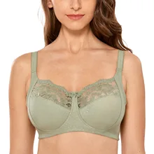 FAKUNTN – soutien gorge en coton et dentelle, couverture complète, sans fil, Non rembourré, 36 48  (4)