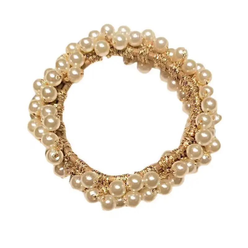 

100Pcs Female ponytail hair covers adult pearl rubber band accessories Women's rubber band elasticated headband girls scarf