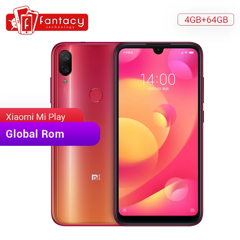 Глобальная ПЗУ Xiaomi Mi Play 4 ГБ ОЗУ 64 Гб 5 84 ''FHD дисплей MTK Helio P35 Восьмиядерный 12MP AI