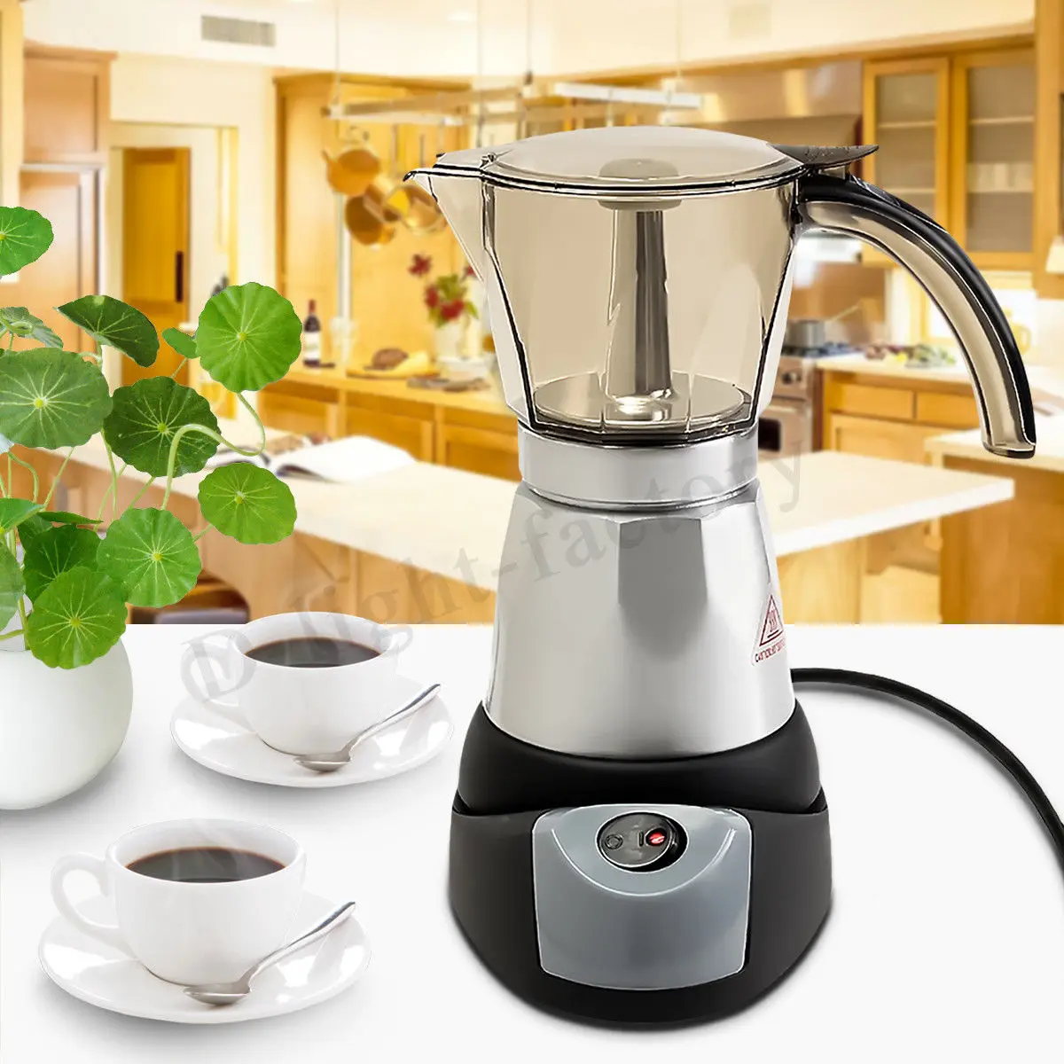 

480W 220V Espresso Italian Mocha Maker Coffee Percolators Electric Moka Pot EU Plug Portable Electric Coffee Maker