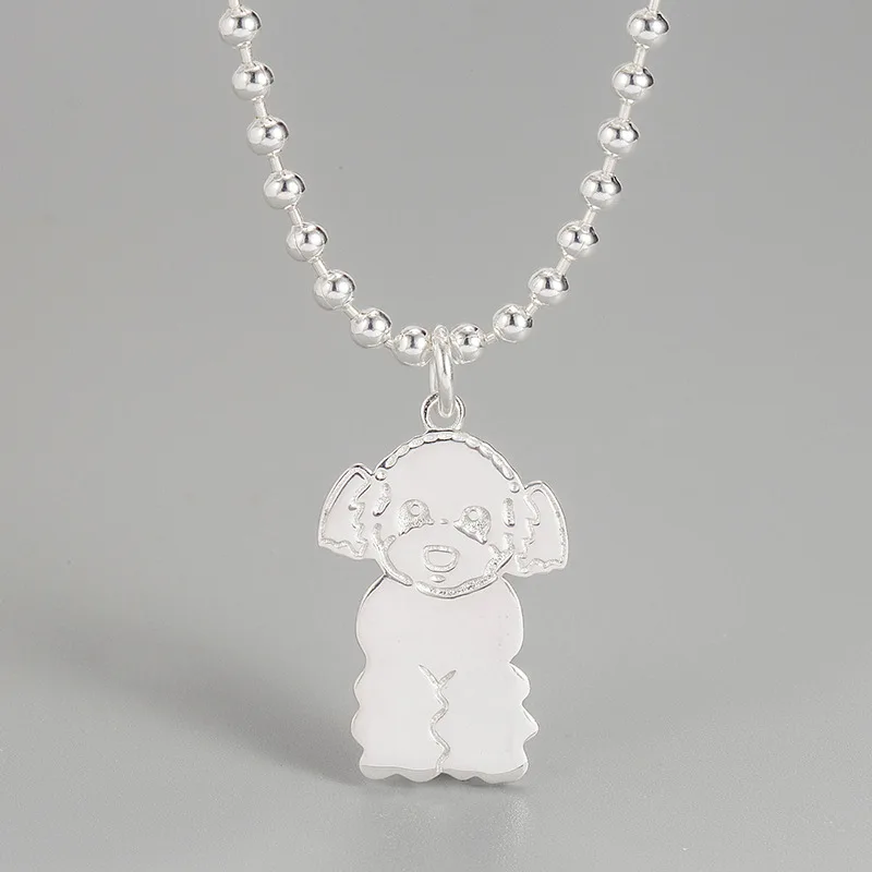 

Korean Ins Designer S925 Sterling Silver Cute Teddy Dog Necklace Fashion Trend Pendant Fine Jewelry