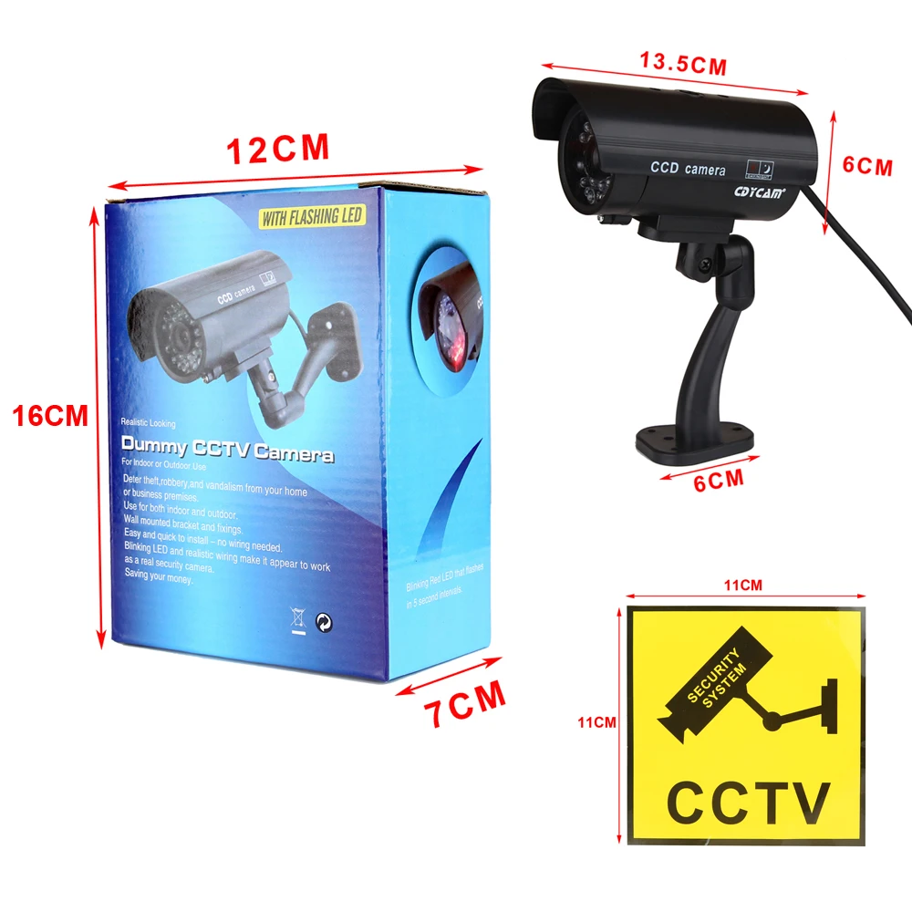 Cdycam Fake Dummy Camera Bullet Waterproof Outdoor Indoor Security CCTV Surveillance With Flashing Red LED Free Shipping | Безопасность