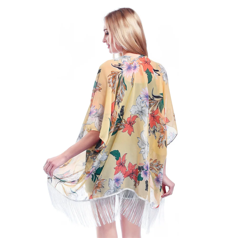 MwWiiWwM женские блузки кимоно кардиган шифоновое пальто куртка с принтом бахрома