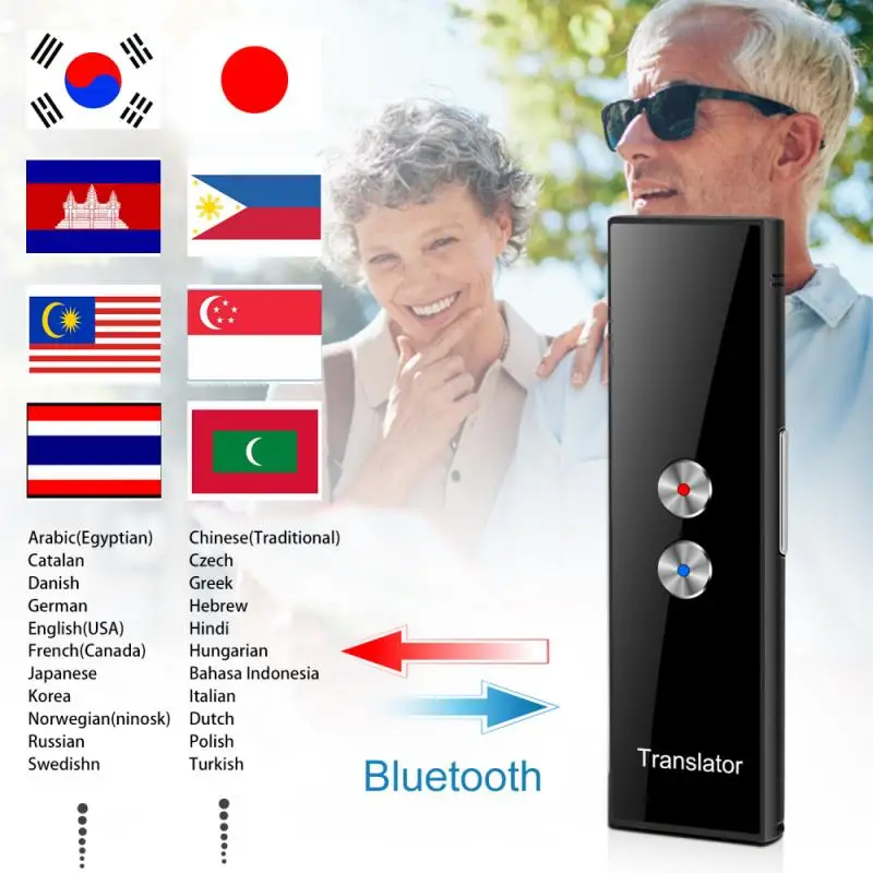 

New Real Time Portable Mini Wireless Smart Translator 68 Languages Two-Way Instant Voice Translator Bluetooth Multi-Language