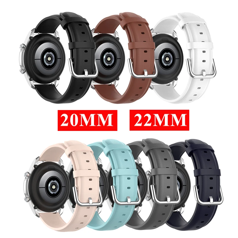 

20mm 22mm Leather Band For samsung galaxy watch 3 45mm 41mm Watchband Wristband strap for Samsung galaxy Active 2 40mm 44mm