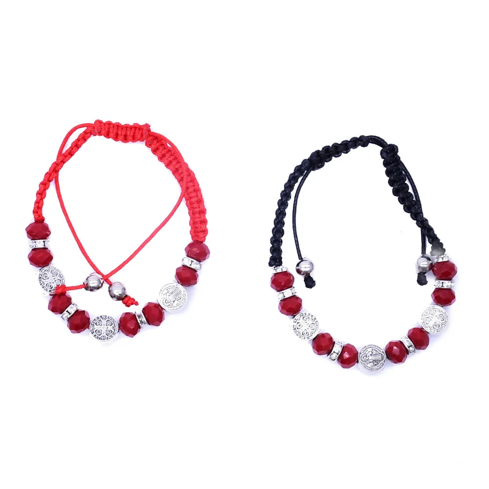 Браслеты ручной работы с черной и красной нитью перекрестной регулируемой