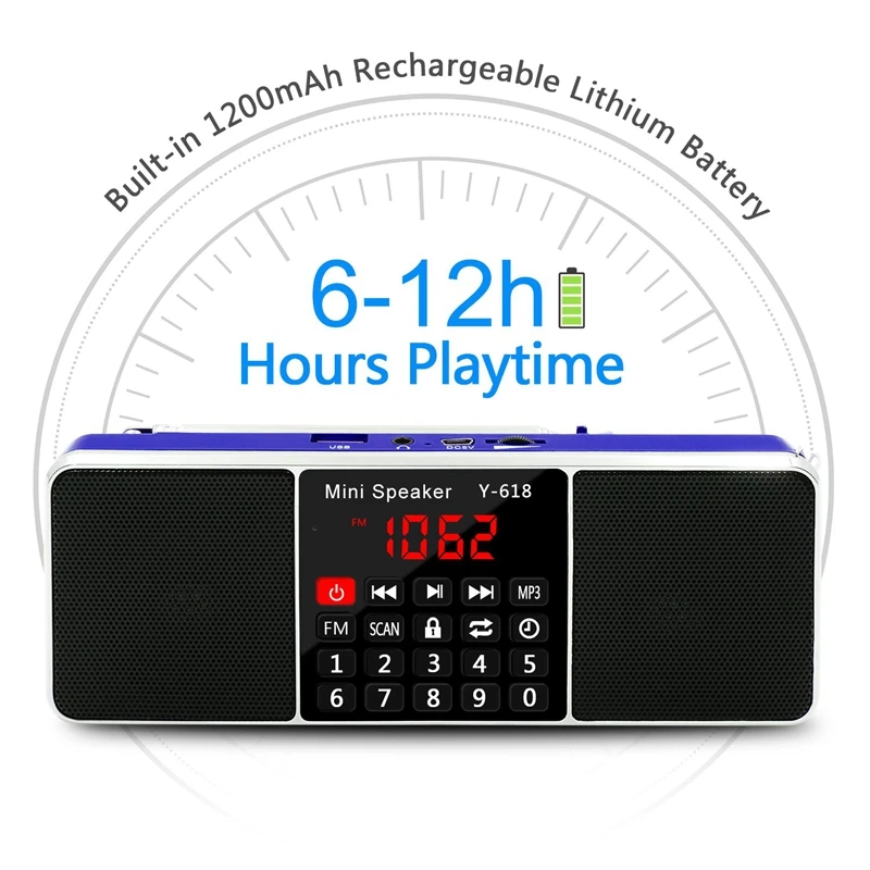 Многофункциональный цифровой fm-радио двойной динамик Mp3 музыкальный плеер