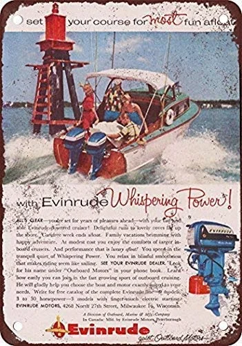 

New Tin Sign Iron Retro 1956 Evinrude Boat Motors Vintage Look Reproduction