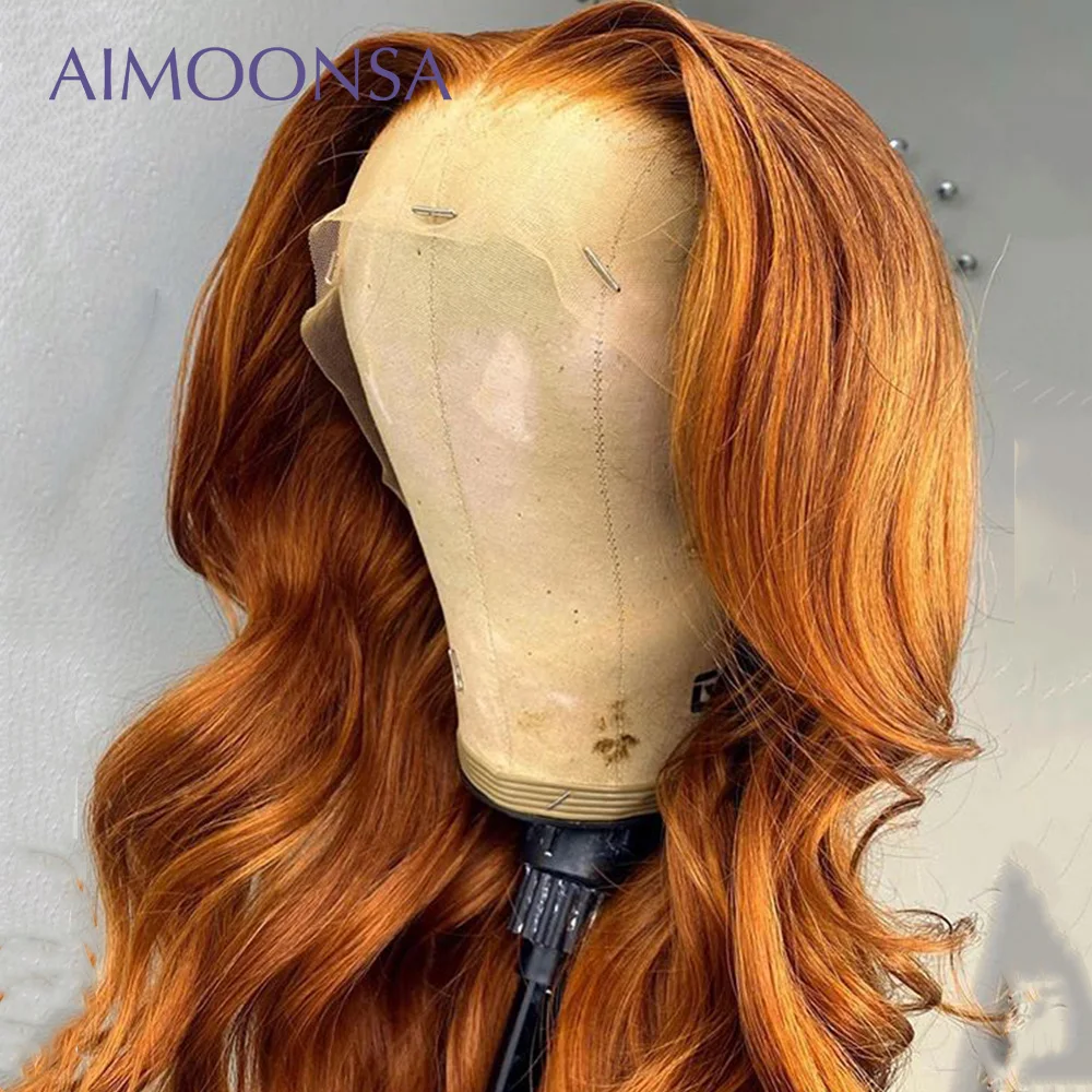 Имбирные волосы оранжевого цвета парик на сетке спереди 150% дентити волнистые 13 ×