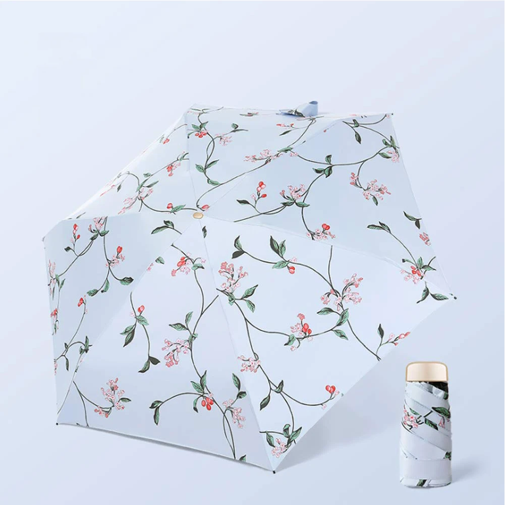 

Складной карманный водонепроницаемый Солнечный Мини Цветочный уличный дорожный с сумкой ветрозащитный алюминиевый модный Зонт легкий ант...