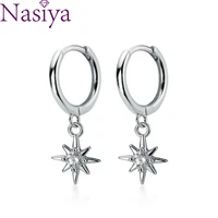 925 sterling silver hoop earrings star design light star ear buckle female simple small fresh zircon earrings jewelry for women