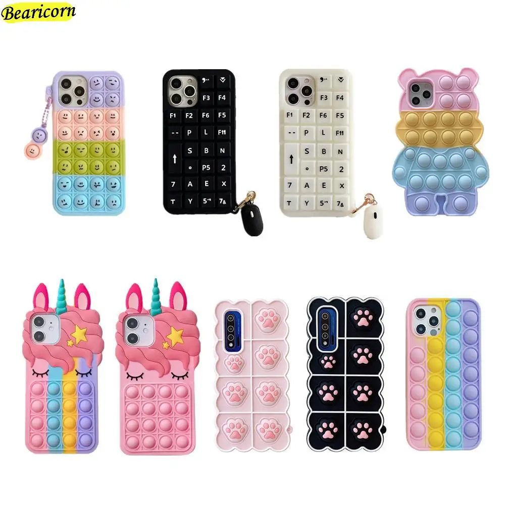 Мягкий силиконовый чехол Pop Fidget Toys Push Bubble для Realme C1 C3 C3i C11 C12 C15 C17 C20 C20A C21 C25 C25s -