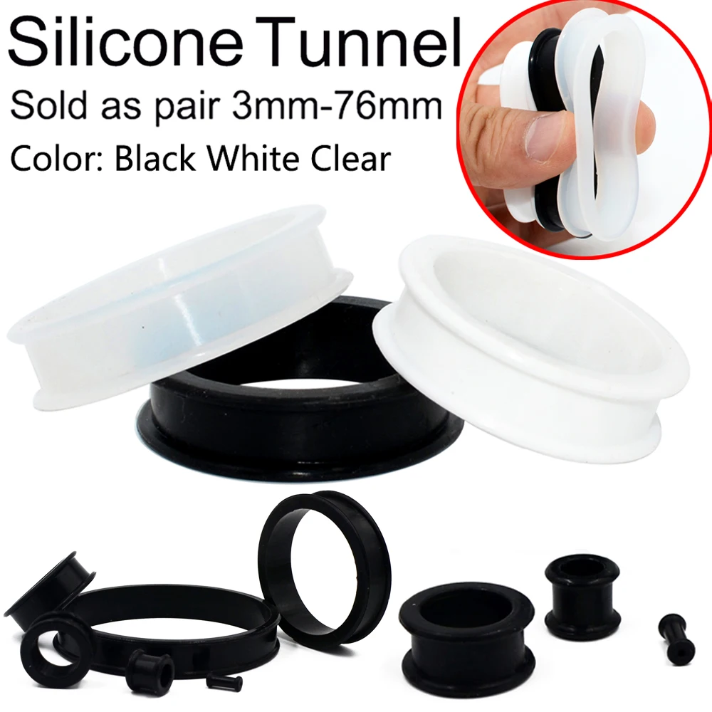 

2Pcs 3mm-76mm Thick Silicone Ear Plugs Ear Gauges Tunnels Ear Expander Stretcher Saddle Big Great Size New Body Piercing Jewelry