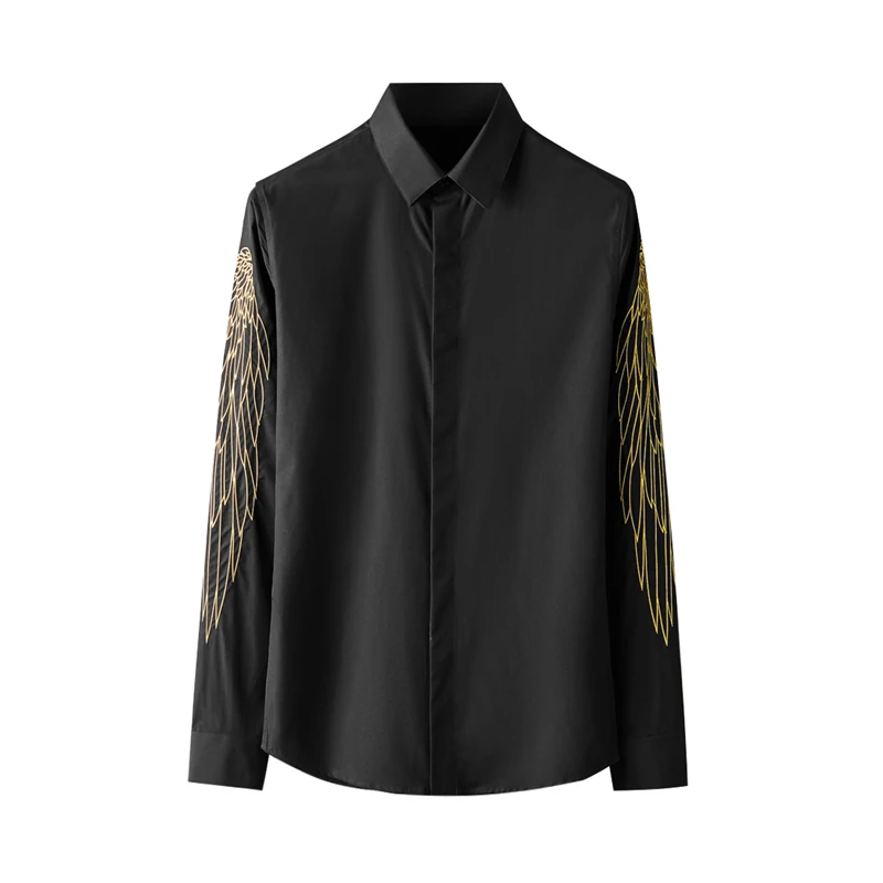 

Shirts Mens Plus Size 4xl Luxury Eagle Wings Hot Drill Long Sleeve Mens Dress Shirts Fashion Slim Casual Man Shirts