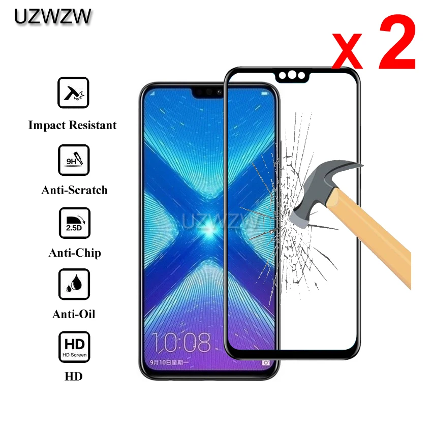 2 шт закаленное стекло для huawei Honor 8X полное покрытие 2.5D защита экрана закаленное стекло для huawei Honor 8X