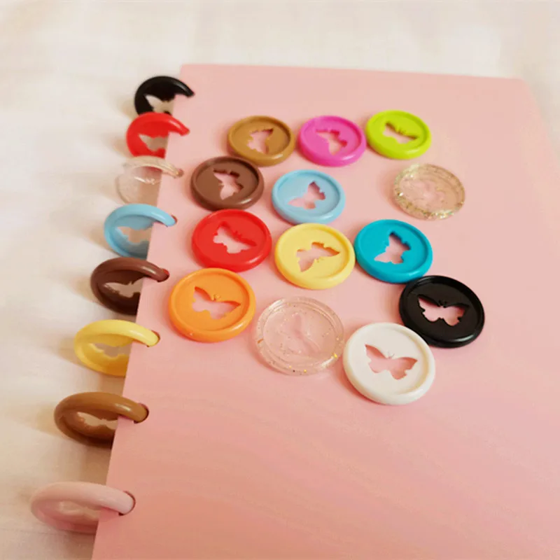 

Plastic binding ring 100PCS28MM new notebook mushroom hole button loose-leaf coil 360 degree flip butterfly binding buckle