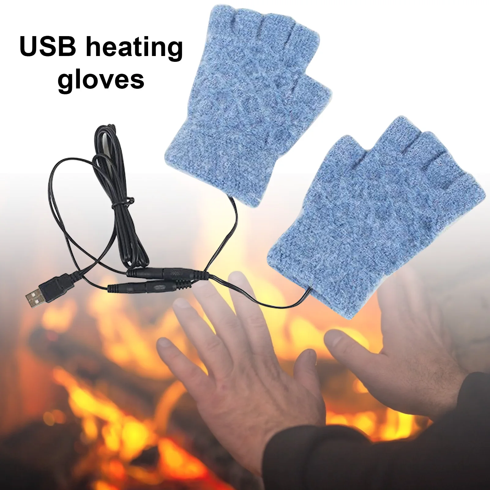 

USB Heated Mitten Warm Soft Half Finger Gloves for Unisex Winter Skiing Snowboard Gloves Touch Screen Motorcycle Heated Gloves