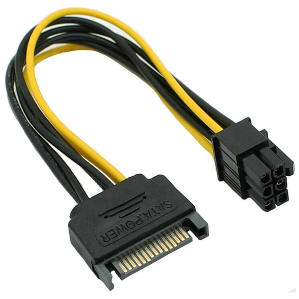 

5pcs 15pin SATA Male to 8pin(6+2) PCI-E Power Supply Cable 15cm 18AWG PCI Express Graphic Card Power Adapter Wire