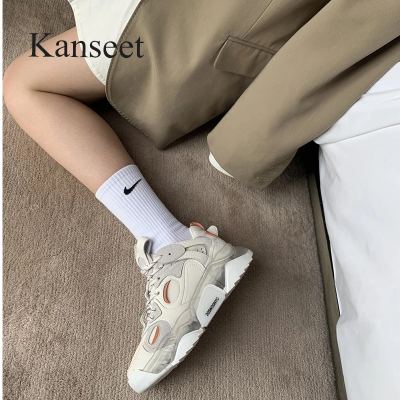 

Kanseet 2021 Autumn New Flats Women Sports Shoes Cross-Tied Round Toed Casual Women Sneakers Handmade Lady Footwear Big Size 40