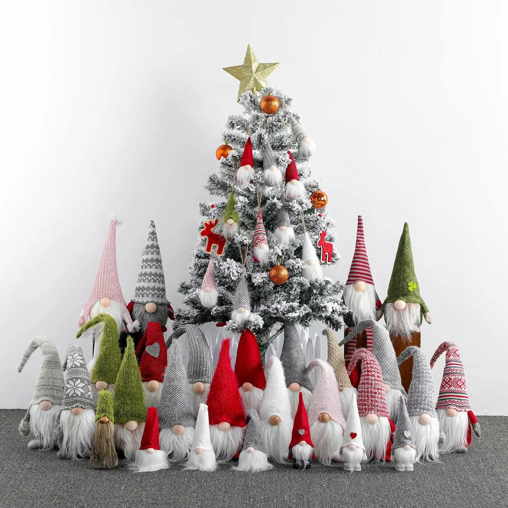 

Рождественская карликовая кукла ручной работы, плюшевая кукла томте, домашний декор, настольная плюшевая фигурка Санты, праздничное украше...