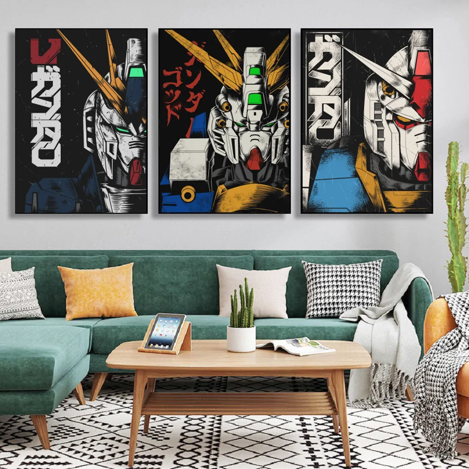 

Japanese Classic Anime Mecha Warrior Gundam Retro Canvas Painting Poster Wall Art Print Printing Children's Room Bedroom Home De
