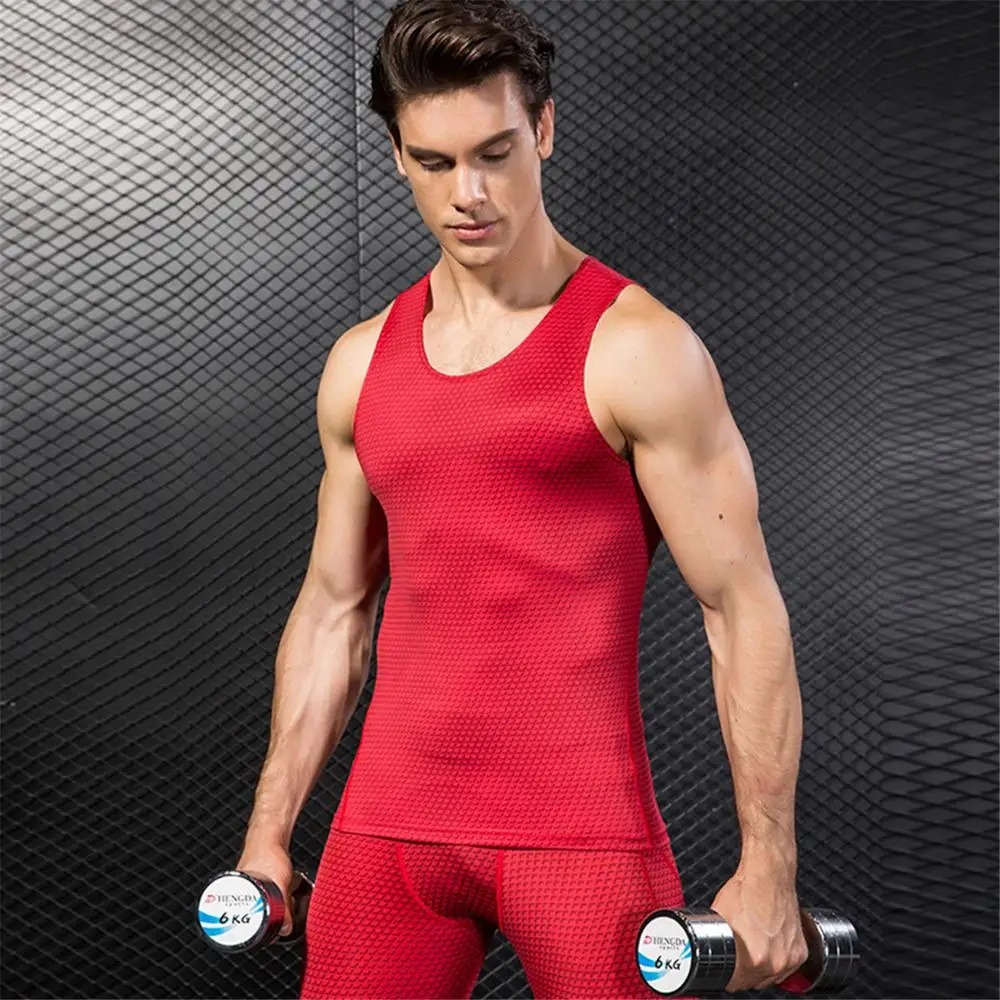 

Мужской компрессионный костюм для бега, жилет, Спортивная тренировочная майка для фитнеса без рукавов, жилет, летняя быстросохнущая одежда ...