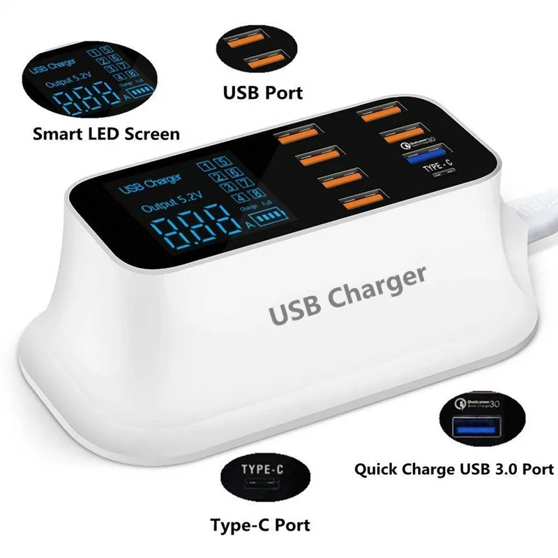 Зарядное устройство USB CRDC с 8 портами и поддержкой быстрой зарядки 3 0 QC 0|Зарядные