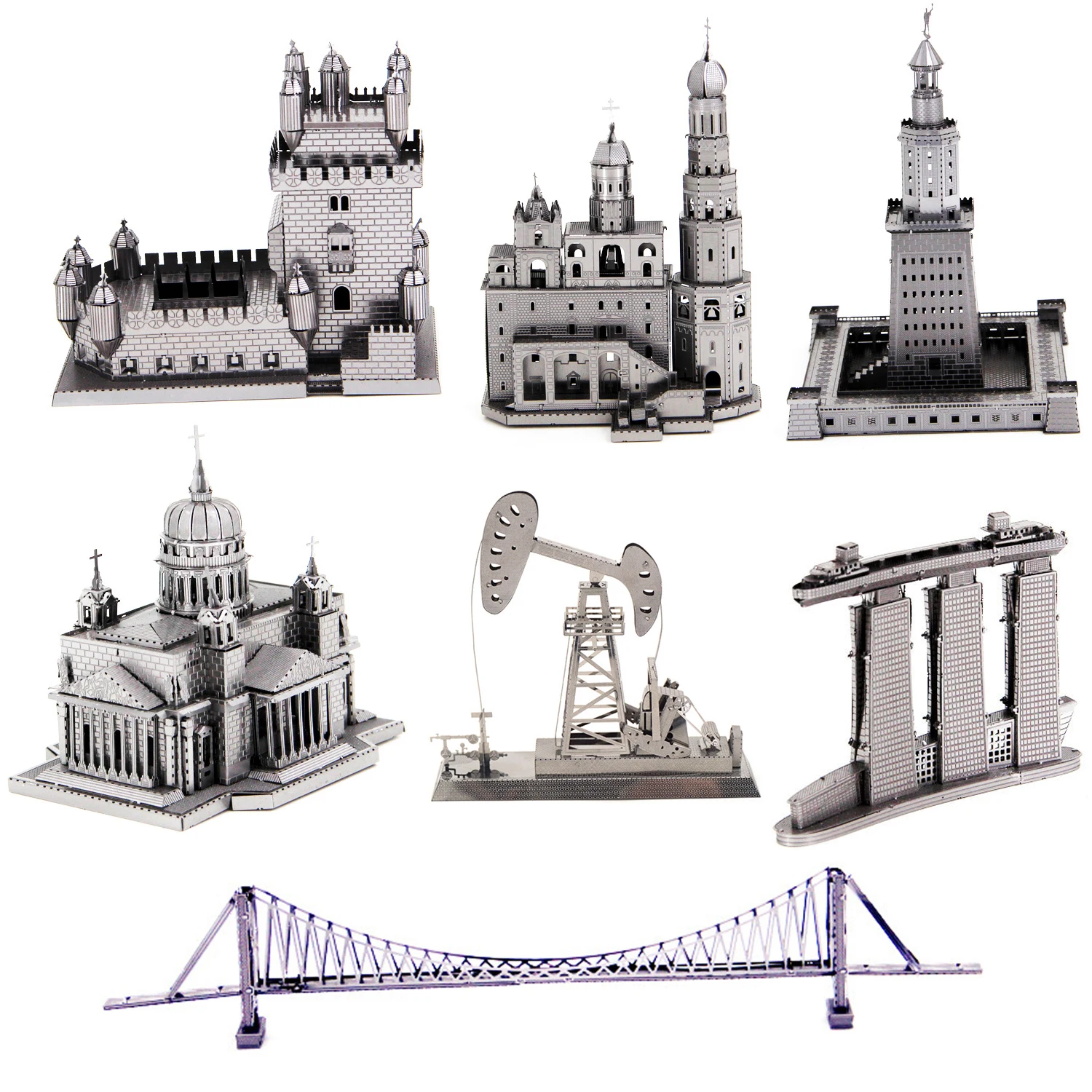 

Playground building 3D Metal Puzzle Roller Coaster Viking Drilling well model KITS Assemble Jigsaw Puzzle Gift Toys For Children