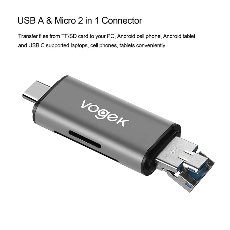 Кардридер Vogek 3-в-1 USB 3 0 SD/Micro SD SDXC SDHC адаптер для смарт-карт памяти MacBook ПК планшета