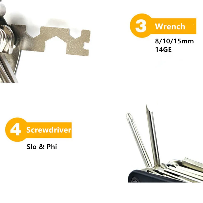 16 in 1 Multifunctional Bicycle Tools Kit Foldable Bike Repair Tool Hex Key Wrench Screwdriver Scoket Spanner Too Set | Инструменты