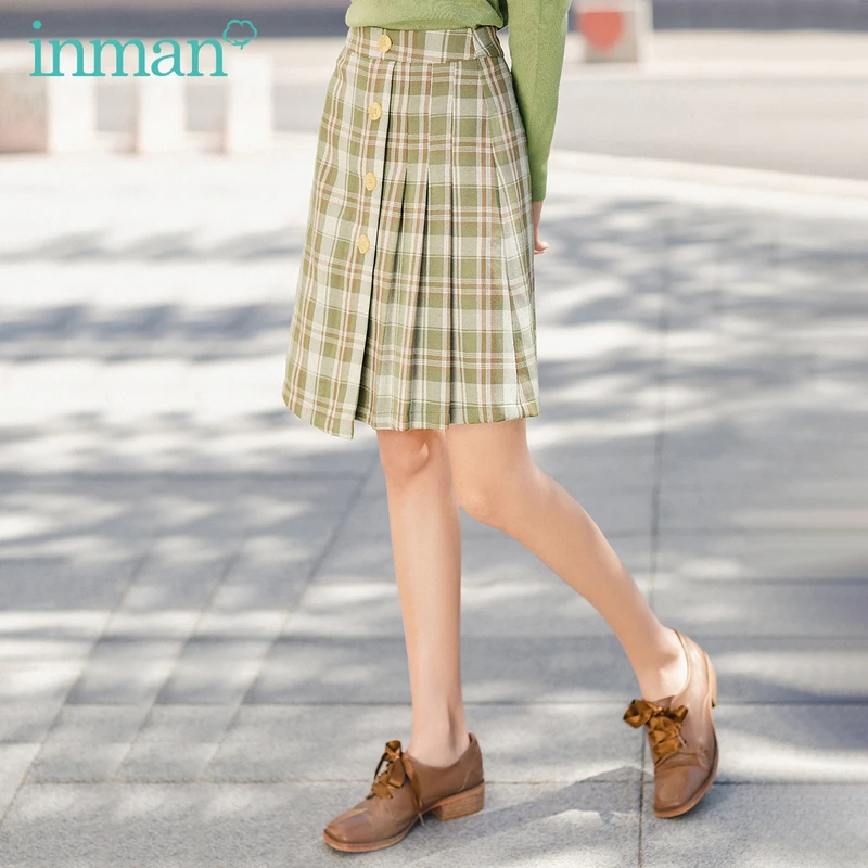 Женская клетчатая юбка inman винтажная ассиметричная плиссированная А силуэта в
