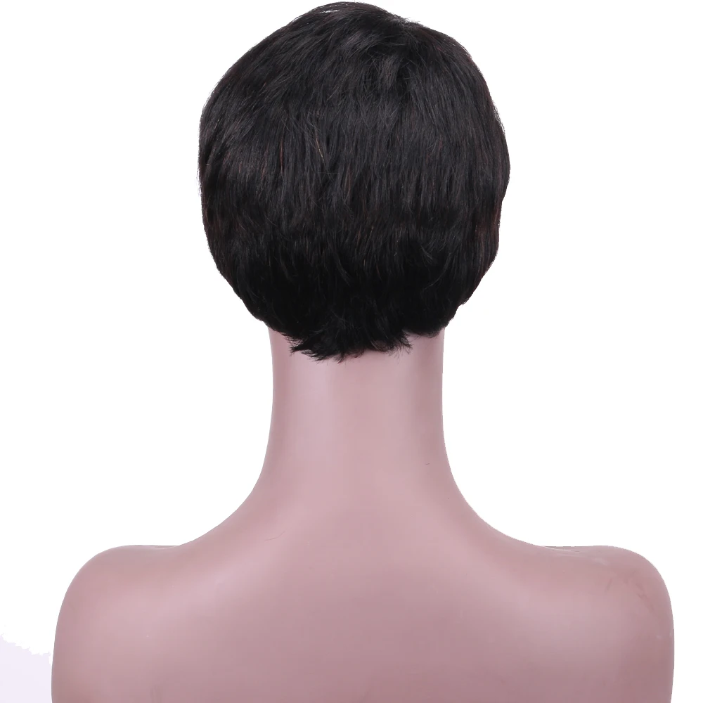 AMZ короткие прямые человеческие волосы парик индийская Дева парики 150% плотность