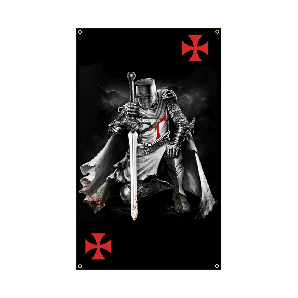 

zwjflagshow Knight Templar Flag Banner 3x5Fts 90x150cm Church Of Satan Knights Templar's God Baphomet Flag for decoration