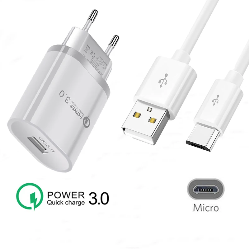 Микро USB кабель для быстрой зарядки зарядное устройство адаптер Samsung S3 S4 S6 S7 Edge J7 J8