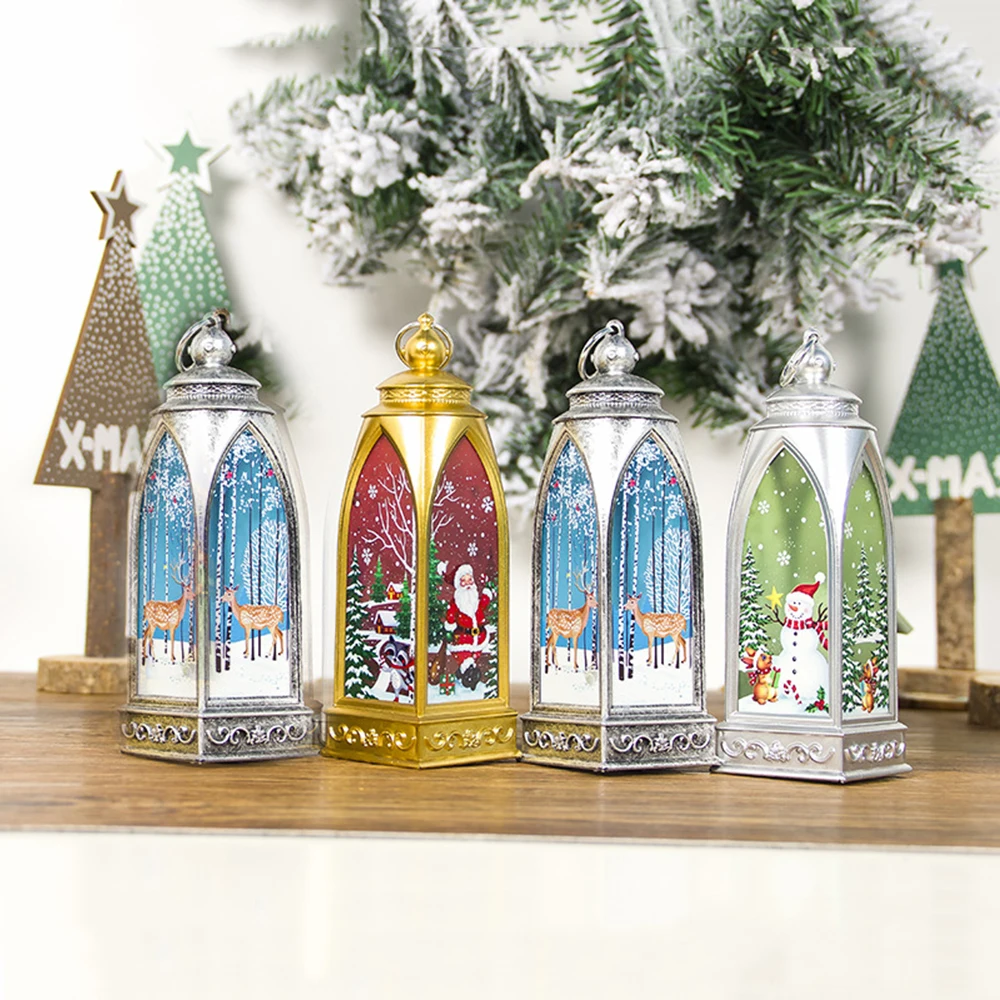 Светильник для украшения новогодней елки винтажный светильник с замком Санта