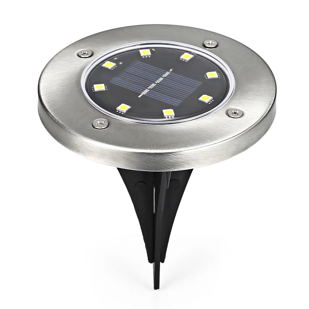 저렴한 4PCS 태양 지상 빛 8 LEDs 옥외 울타리 정원 훈장을위한 태양 강화한 IP65 방수 지상 램프