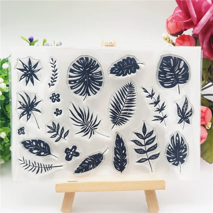 11x16 см листья прозрачный печать прозрачные наклейки силиконовый валик для