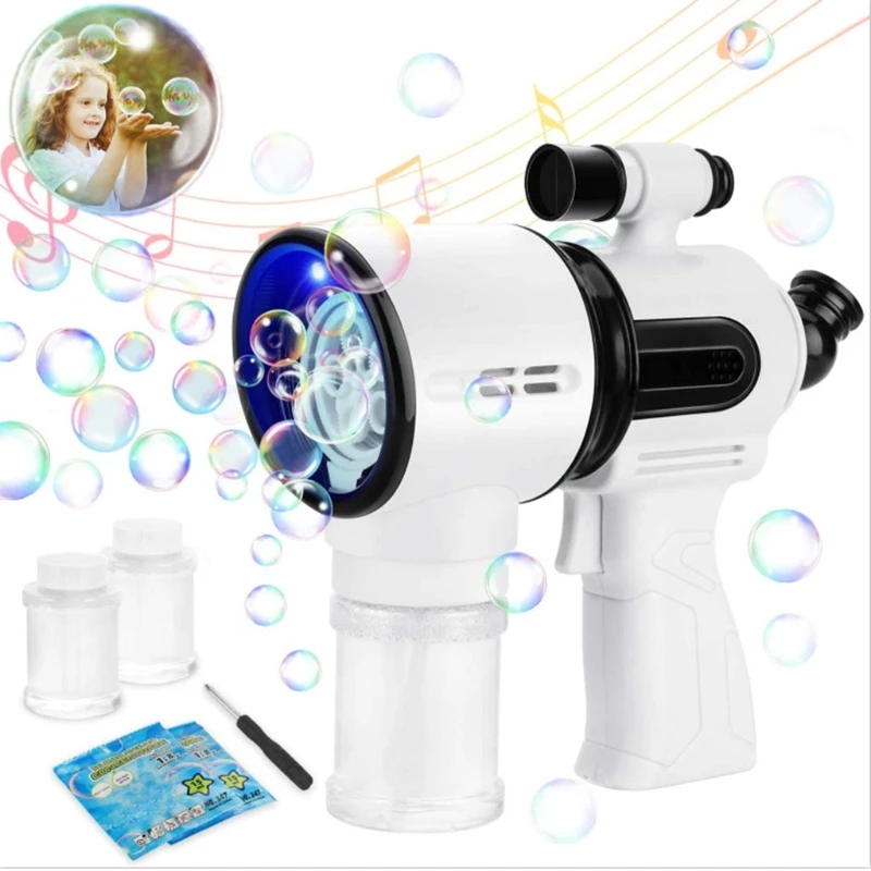 

40JC 1PC Plus Size Ma-gic Bubble Maker Bubble Toy with 5 Hole Bubble Blower/Light/Simulation Sound Swimming Pool Outdoor Toy