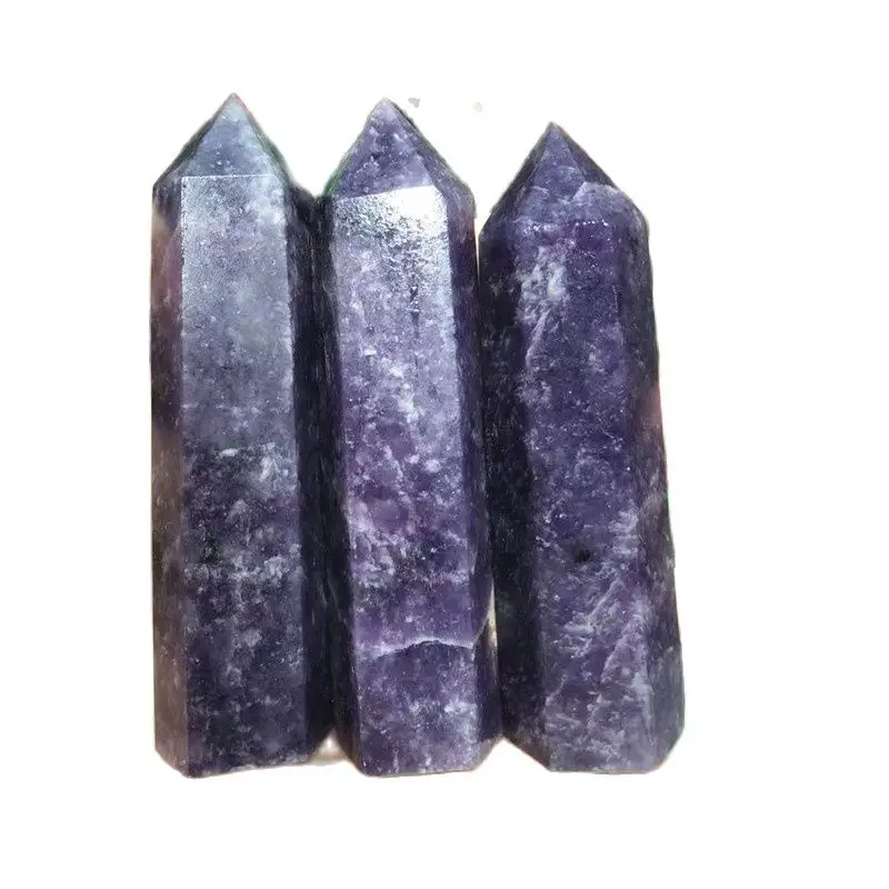 Polished Healing Crystals Wand Tower Natural Purple Lepidolite Quartz Crystal Point For Home Decoration