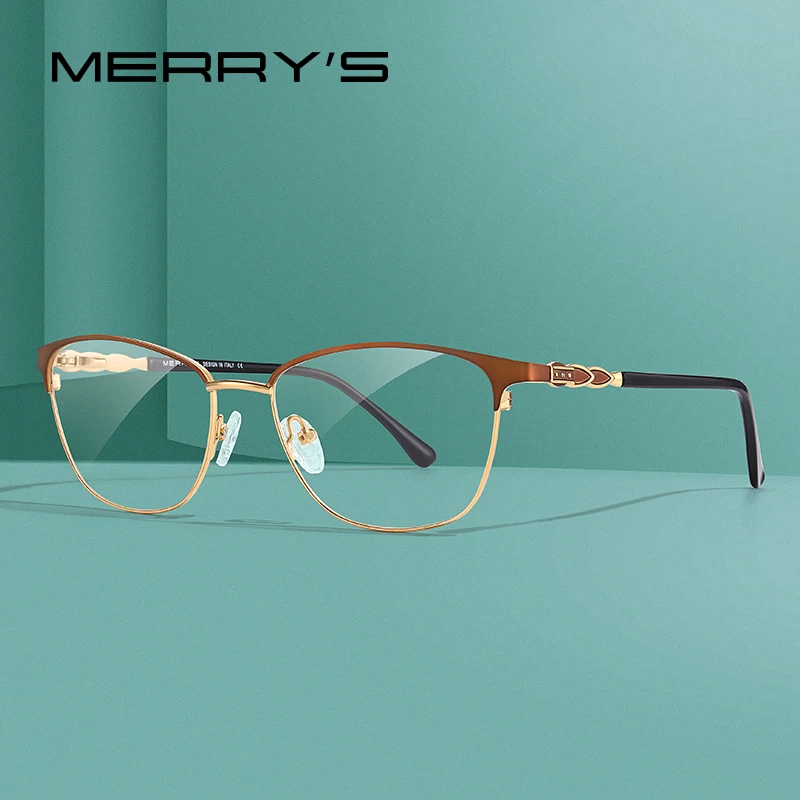 

Женские очки кошачий глаз merry's, дизайнерские оптические очки по рецепту при близорукости, металлическая оправа, линзы S2111