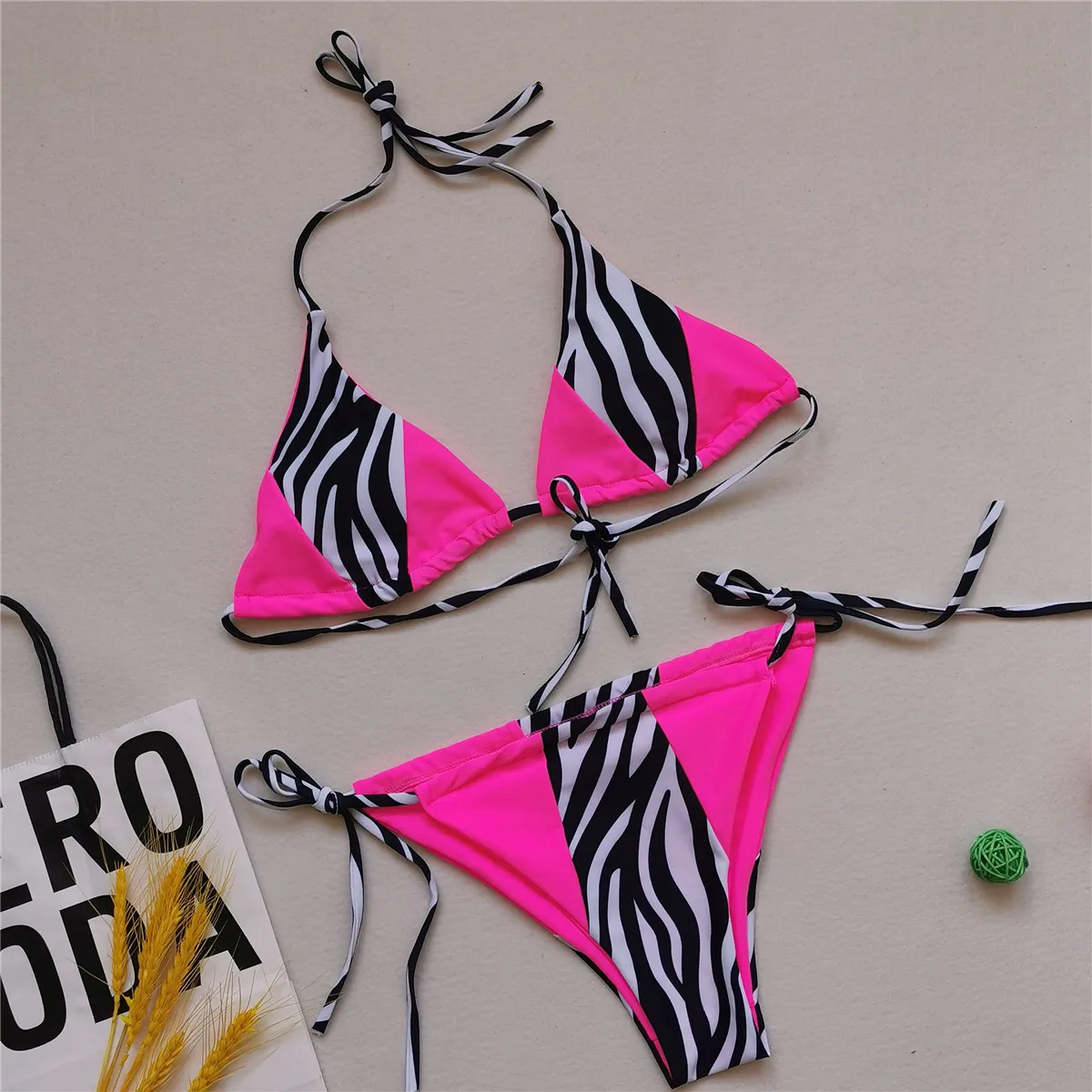 

Sexy Bikini 2021 Pleated Bandeau Swimsuit Female Swimwear Women Mini Thong Bikini Set Bather Swimming Beachwear for Bathing Suit