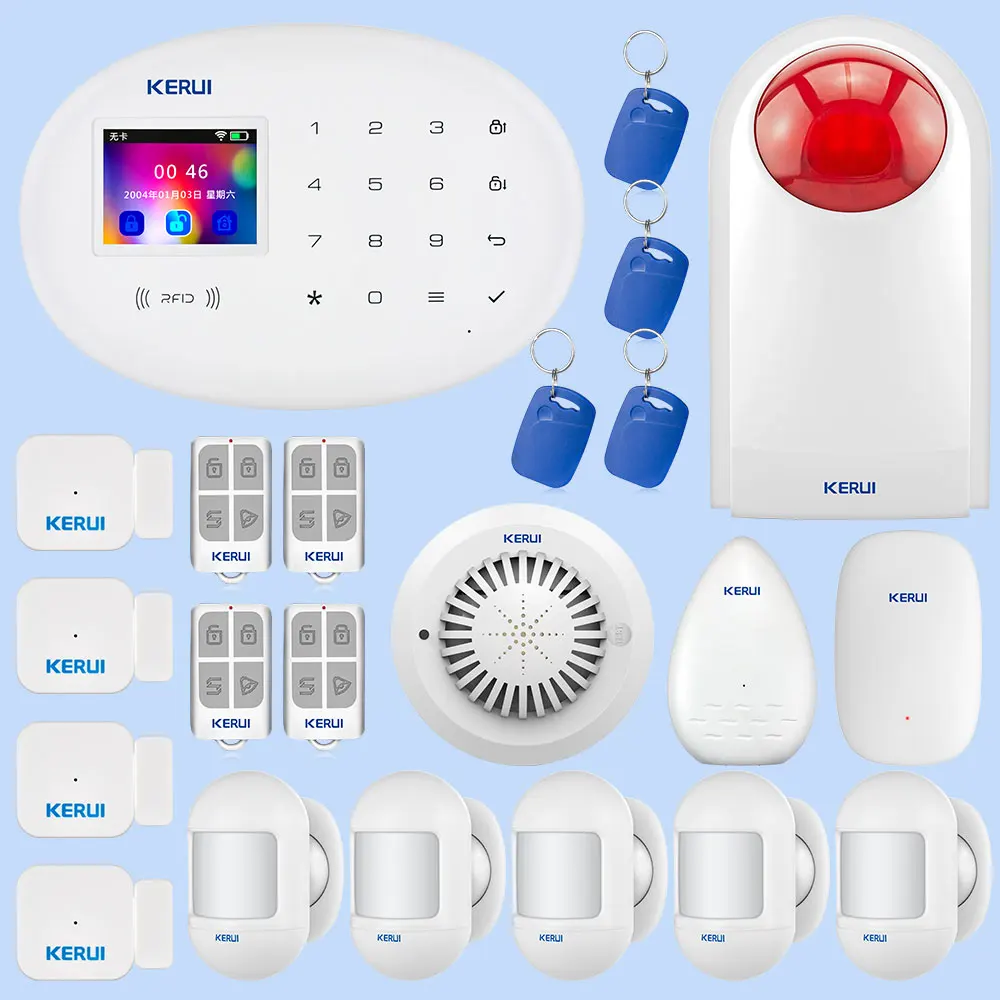 Kit 3 Семейная защита KERUI W20 сигнализация безопасности приложение пульт дистанционного управления двухсторонняя система сигнализации система безопасности домашний комбинированный комплект - Цвет: Kit 3