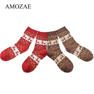 2 парлот, зимние женские носки, сохраняющие тепло, рождественский подарок, носки до середины голени со снежинками, оленями, удобные мягкие носки, Calcetines Mujer