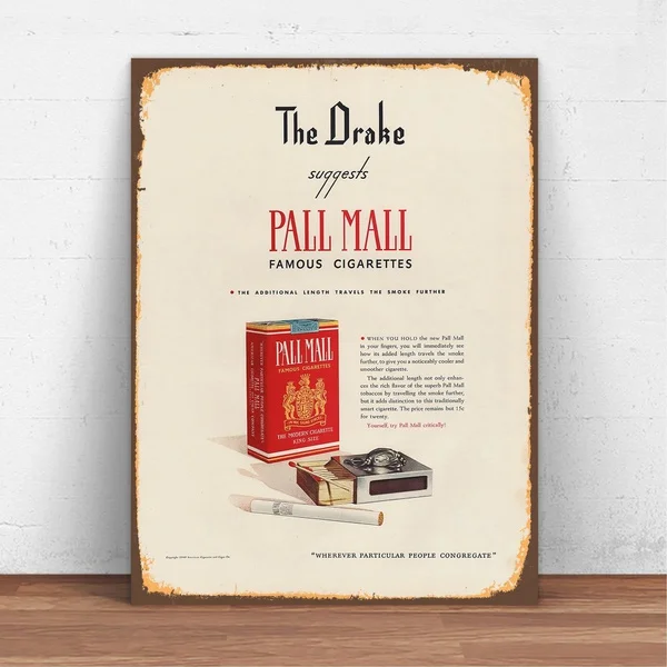 

Pall Mall Cigarette Metal Tin Sign Vintage Retro Style Metal Sign Wall Sign Wall Decor Poster Bar/Pub/Garage/Man Cave