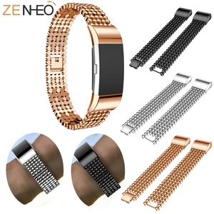 Women fashion elegant sport metal band for Fitbit Charge 2 watch Lock Bead Style Stainless Steel Watch Strap for Fitbit Charge 2