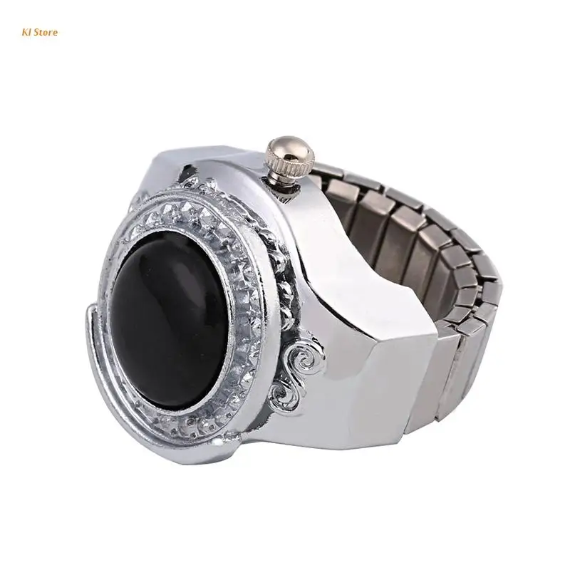 

20mm Gemstone Agate Round Finger Ring Watch Jewelry Gift Modern Style J78F