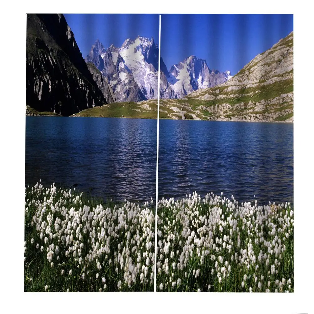 3D занавеска роскошное затемняющее окно для гостиной синее озеро модные