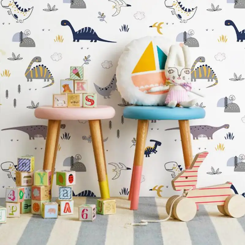 

5.3 square meters roll non-woven children room wallpaper boy room girl bedroom cute cartoon jurassic dinosaur nursery decoration